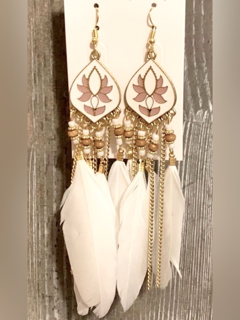 NEW Hand Beaded Feather Earrings